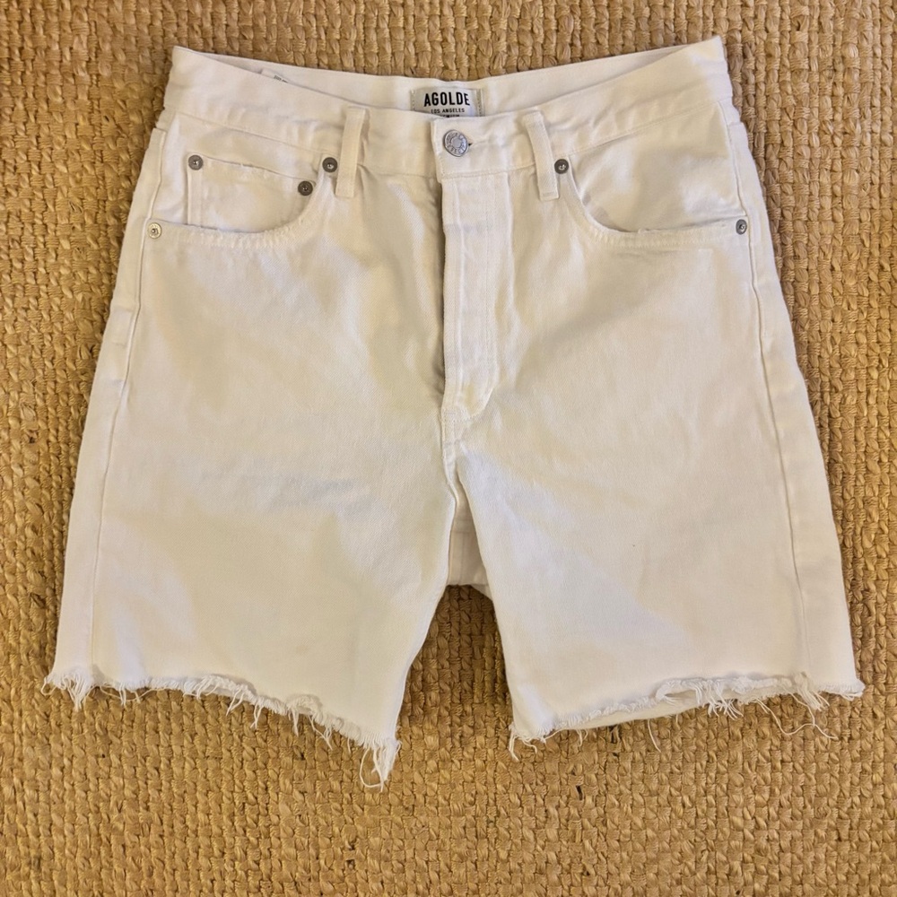 Agolde Parker Long distressed denim shorts - Picture 2 of 6